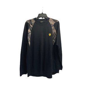 Scent Shield Mens Size L Long Sleeve Knit Top Black Camo panel